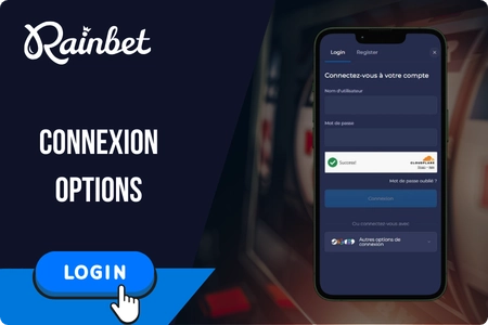 Options de connexion Rainbet avec Google, Telegram, MetaMask, Steam, Discord et Line