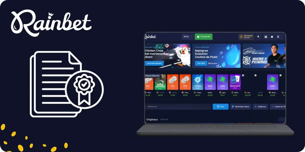 Licence de jeu Rainbet délivrée par les Comores garantissant sécurité et équité